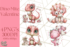 Valentine Dinosaur Clipart Cute T-Rex Sublimation PNG Love Product Image 1