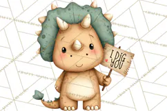 Dino-Mite Clipart PNG, Cute Baby Dinosaur Valentine Clip Art Product Image 2