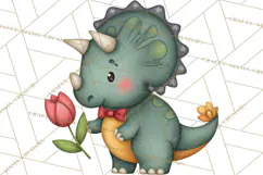 Dino-Mite Clipart PNG, Cute Baby Dinosaur Valentine Clip Art Product Image 3
