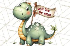 Dino-Mite Clipart PNG, Cute Baby Dinosaur Valentine Clip Art Product Image 3