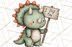 Dino-Mite Clipart PNG, Cute Baby Dinosaur Valentine Clip Art Product Image 2