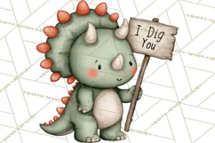 Dino-Mite Clipart PNG, Cute Baby Dinosaur Valentine Clip Art Product Image 2