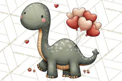 Dino-Mite Clipart PNG, Cute Baby Dinosaur Valentine Clip Art Product Image 5