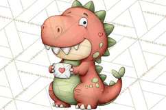 Dino-Mite Clipart PNG, Cute Baby Dinosaur Valentine Clip Art Product Image 5