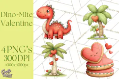 Dino-Mite Clipart PNG, Cute Baby Dinosaur Valentine Clip Art Product Image 1