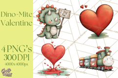 Dino-Mite Clipart PNG, Cute Baby Dinosaur Valentine Clip Art Product Image 1