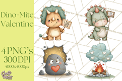 Dino-Mite Clipart PNG, Cute Baby Dinosaur Valentine Clip Art Product Image 1