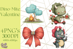 Dino-Mite Clipart PNG, Cute Baby Dinosaur Valentine Clip Art Product Image 1