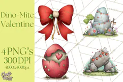 Dino-Mite Clipart PNG, Cute Baby Dinosaur Valentine Clip Art Product Image 1
