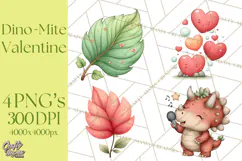 Dino-Mite Clipart PNG, Cute Baby Dinosaur Valentine Clip Art Product Image 1