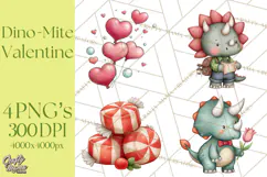 Dino-Mite Clipart PNG, Cute Baby Dinosaur Valentine Clip Art Product Image 1
