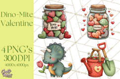 Dino-Mite Clipart PNG, Cute Baby Dinosaur Valentine Clip Art Product Image 1