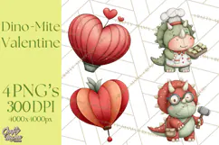 Dino-Mite Clipart PNG, Cute Baby Dinosaur Valentine Clip Art Product Image 1