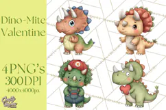 Dino-Mite Clipart PNG, Cute Baby Dinosaur Valentine Clip Art Product Image 1