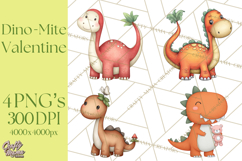 Dino-Mite Clipart PNG, Cute Baby Dinosaur Valentine Clip Art Product Image 1