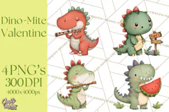 Dino-Mite Clipart PNG, Cute Baby Dinosaur Valentine Clip Art Product Image 1