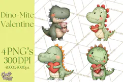 Dino-Mite Clipart PNG, Cute Baby Dinosaur Valentine Clip Art Product Image 1