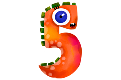 Cute Monster Numbers Clipart Set PNG JPG Product Image 6