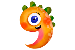 Cute Monster Numbers Clipart Set PNG JPG Product Image 10