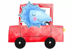 Funny dinosaurs on cartoon cars. Childish funny dino driver Product Image 3