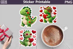 Dinosaur Red Heart Sticker | Valentine Sticker Printable Product Image 1