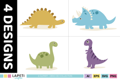 Friendly dinosaur SVG and PNG designs for birthday party printables and decorations