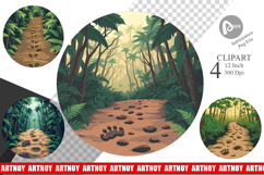 Dino Tracks in Jungle Clipart Product Image 1