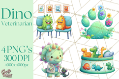 Dinosaur Veterinarian Clipart Cute Pet Care PNG Product Image 1