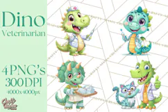 Dinosaur Veterinarian Clipart Cute Pet Care PNG Product Image 1