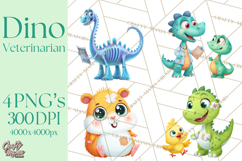 Dinosaur Veterinarian Clipart Cute Pet Care PNG Product Image 1