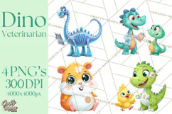 Dinosaur Veterinarian Clipart Cute Pet Care PNG Product Image 1