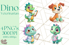 Dinosaur Veterinarian Clipart Cute Pet Care PNG Product Image 1