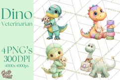 Dinosaur Veterinarian Clipart Cute Pet Care PNG Product Image 1