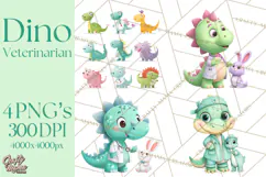 Dinosaur Veterinarian Clipart Cute Pet Care PNG Product Image 1