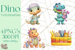 Dinosaur Veterinarian Clipart Cute Pet Care PNG Product Image 1