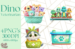Dinosaur Veterinarian Clipart Cute Pet Care PNG Product Image 1