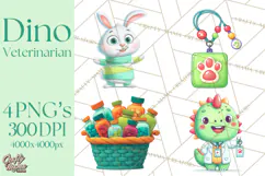 Dinosaur Veterinarian Clipart Cute Pet Care PNG Product Image 1