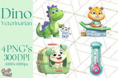 Dinosaur Veterinarian Clipart Cute Pet Care PNG Product Image 1
