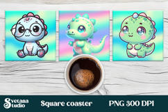 Cute baby dinosaur square coaster | Cute animal coaster Product Image 1