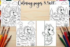 Cute dinosaur coloring page PNG | Coloring book for kids PNG Product Image 1