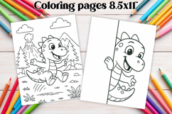 Cute dinosaur coloring page PNG | Coloring book for kids PNG Product Image 1