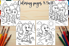 Cute dinosaur coloring page PNG | Coloring book for kids PNG Product Image 1