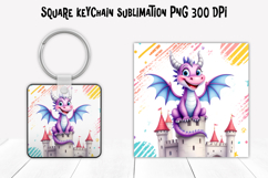 Cute funny dragon square keychain | Animal keychain PNG Product Image 1