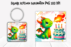 Cute funny dragon square keychain | Animal keychain PNG Product Image 1