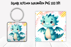 Cute funny dragon square keychain | Animal keychain PNG Product Image 1
