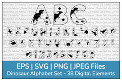 Dinosaur Outline Letter Alphabet and Number Vector Clipart Product Image 1
