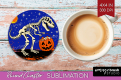 Dinosaur Halloween Round Coaster Spooky Season Coaster PNG Product Image 1