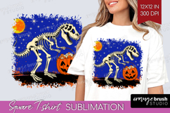 Dinosaur Halloween Square Tshirt Background Spooky Season Product Image 1