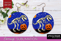 Dinosaur Halloween Round Earrings Spooky Season PNG Product Image 1