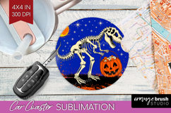 Dinosaur Halloween Car Coaster Spooky Season Coaster PNG Product Image 1